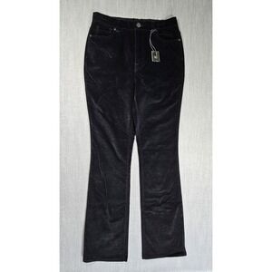 D2G Diane Gilman Women's Pants Black Micro Corduroy Boot Cut Stretch Sz 10T NWT